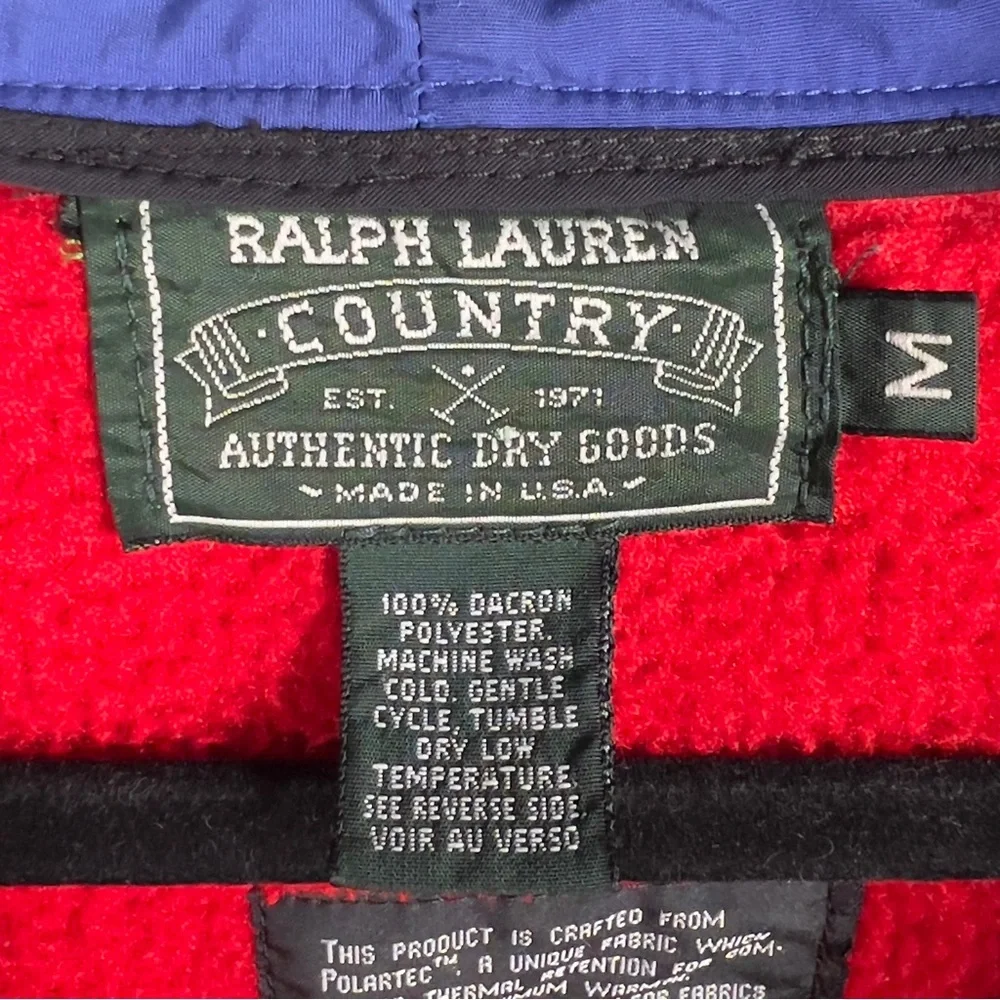 Vtg 90s‎ Polo Ralph Lauren Country Medium Hi-Tech Sportsman Polartec Zip Fleece
